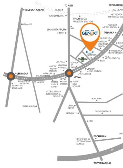 Ramky One Genext Towers, location map